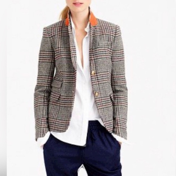 J. Crew Schoolboy Wool Houndstooth Plaid Blazer 0 - Picture 1 of 12